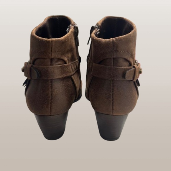 Baretraps Rosea Ankle Booties Shoes Sz 8.5M Brown Faux Leather Heeled w/SideZip - Picture 6 of 8